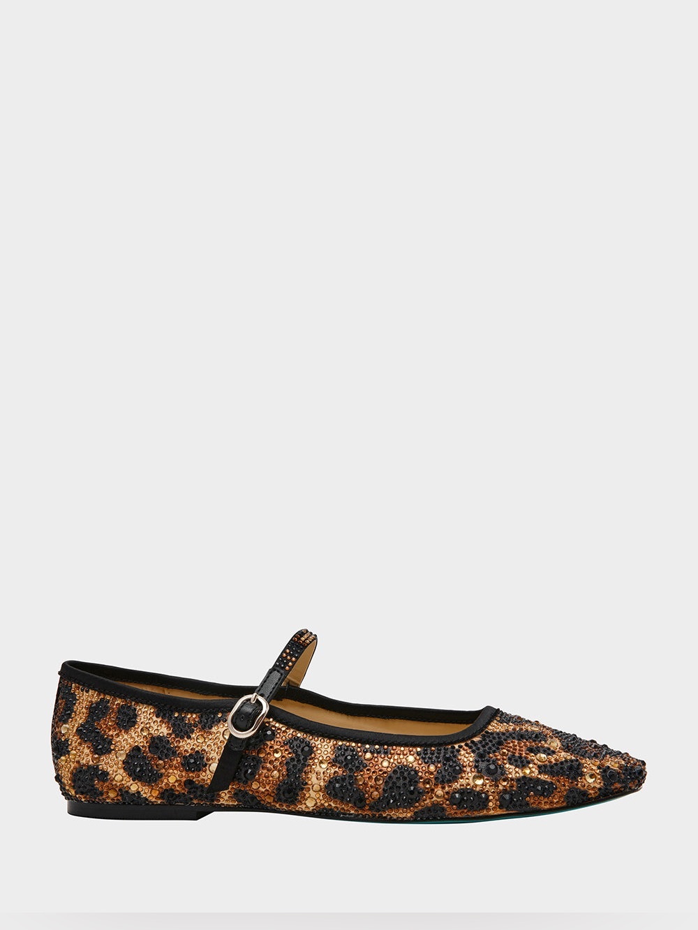 Betsey Johnson Lorel Leopard Bedazzled Mary Jane Ballet Flats